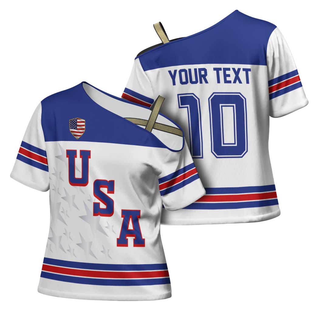 USA Ice Hockey Custom Cross Shoulder Shirt Sporty Style
