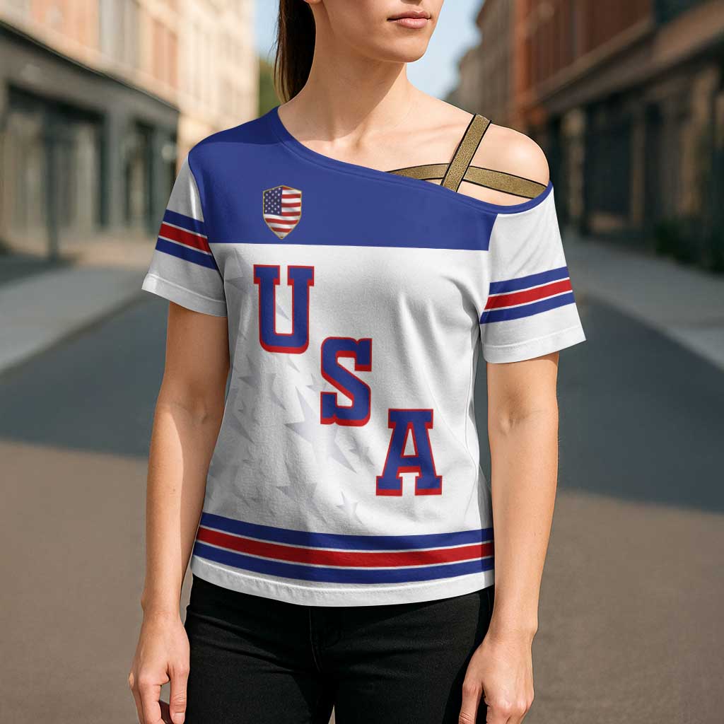 USA Ice Hockey Custom Cross Shoulder Shirt Sporty Style
