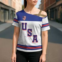 USA Ice Hockey Custom Cross Shoulder Shirt Sporty Style