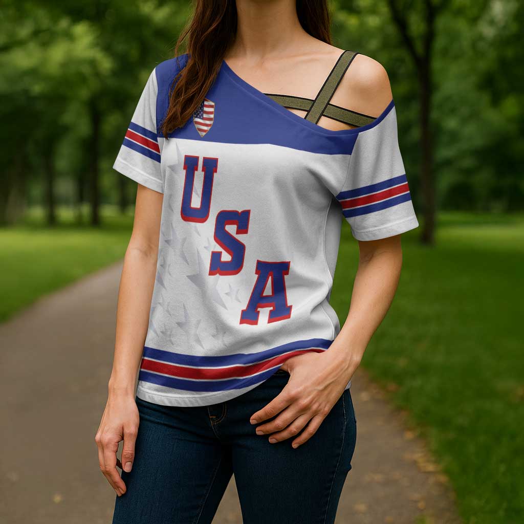 USA Ice Hockey Custom Cross Shoulder Shirt Sporty Style
