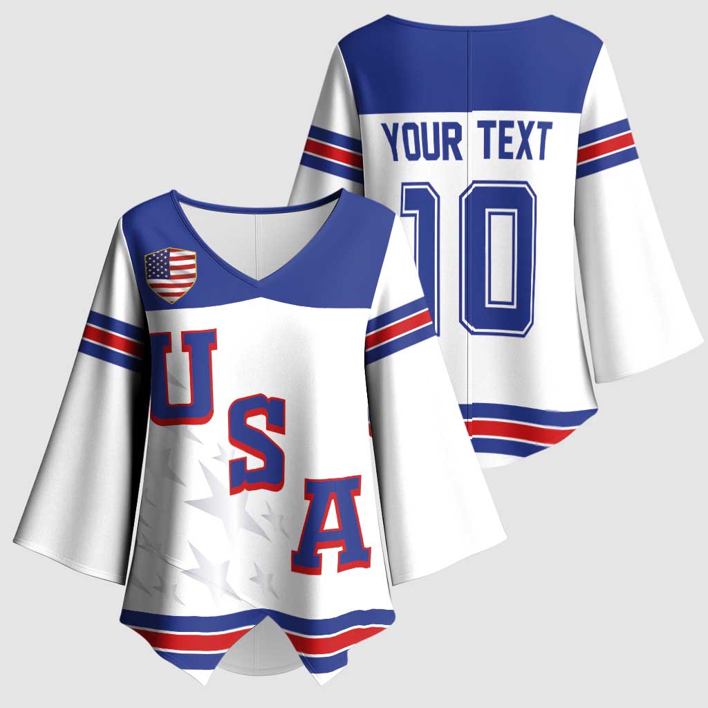 USA Ice Hockey Custom Kimono Sleeve Blouse Sporty Style