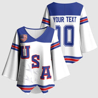 USA Ice Hockey Custom Kimono Sleeve Blouse Sporty Style