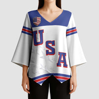 USA Ice Hockey Custom Kimono Sleeve Blouse Sporty Style