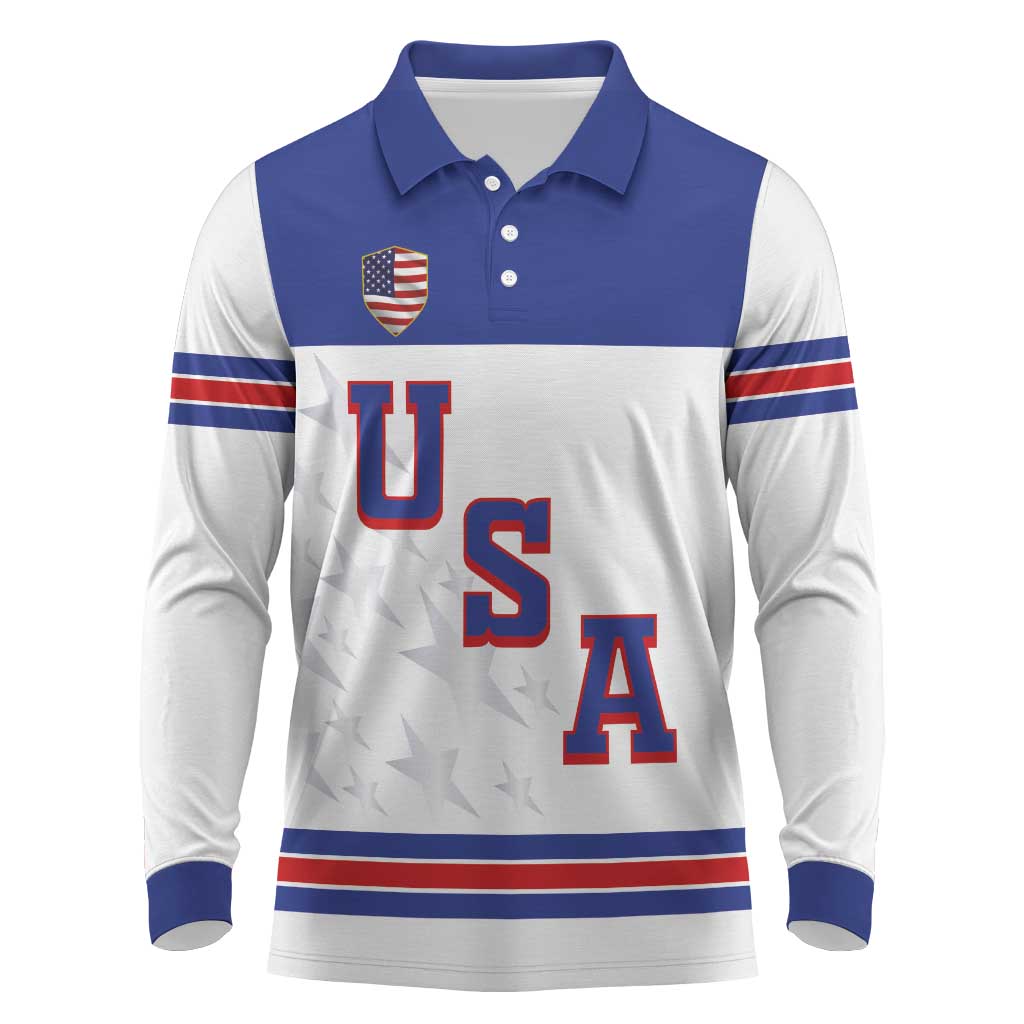 USA Ice Hockey Custom Long Sleeve Polo Shirt Sporty Style