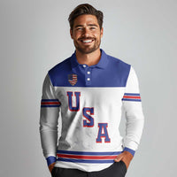 USA Ice Hockey Custom Long Sleeve Polo Shirt Sporty Style