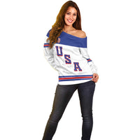 USA Ice Hockey Custom Off Shoulder Sweater Sporty Style