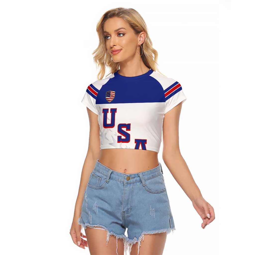 USA Ice Hockey Custom Raglan Cropped T Shirt Sporty Style