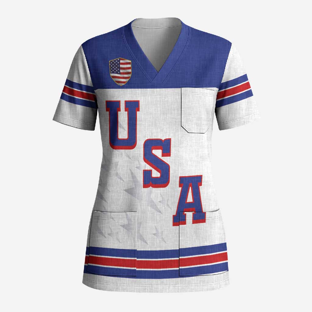 USA Ice Hockey Custom Scrub Top Sporty Style