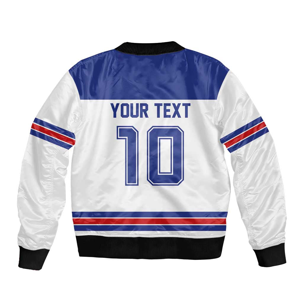 USA Ice Hockey Custom Sleeve Zip Bomber Jacket Sporty Style