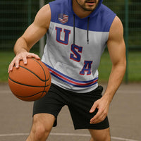 USA Ice Hockey Custom Sleeveless Hoodie Sporty Style