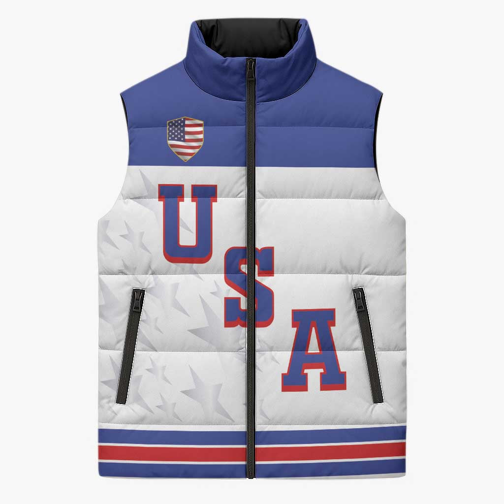 USA Ice Hockey Custom Sleeveless Puffer Jacket Sporty Style
