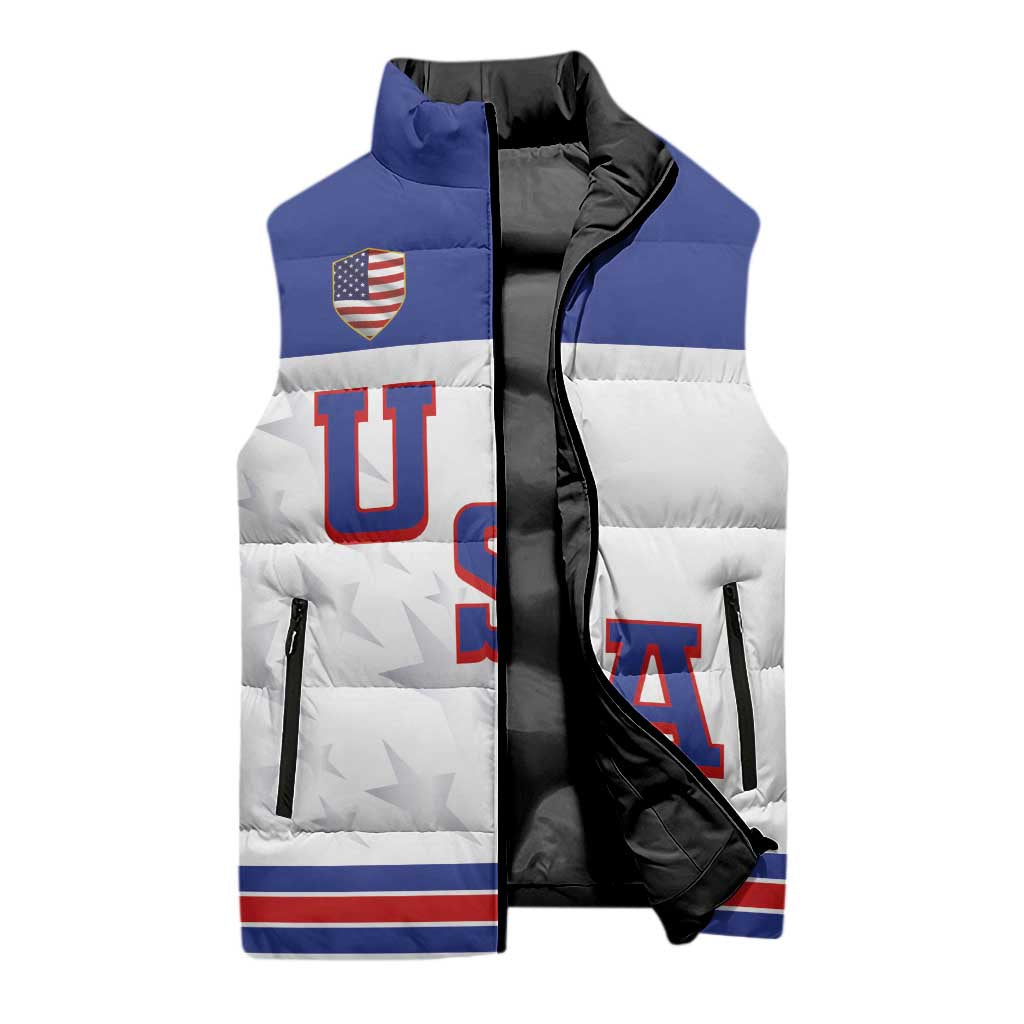 USA Ice Hockey Custom Sleeveless Puffer Jacket Sporty Style