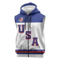 USA Ice Hockey Custom Sleeveless Zip Hoodie Sporty Style