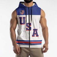 USA Ice Hockey Custom Sleeveless Zip Hoodie Sporty Style