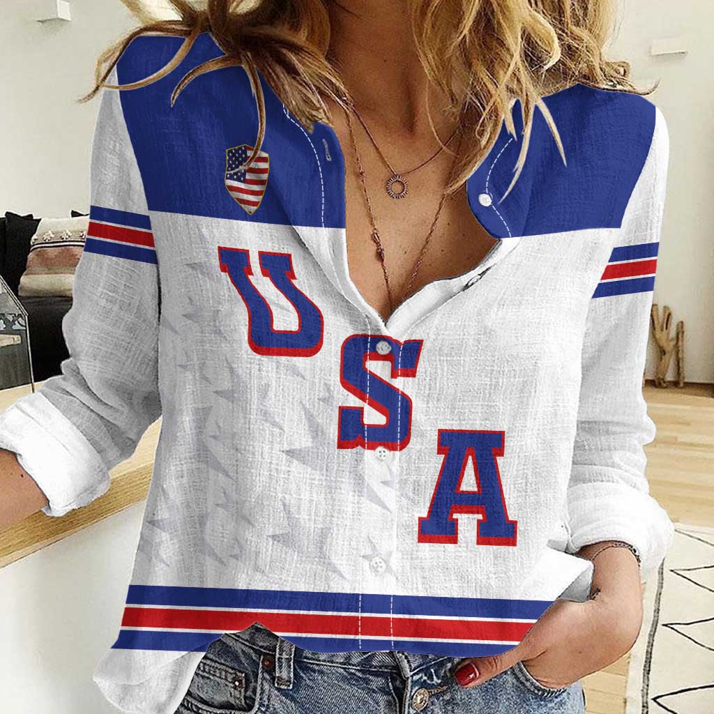 USA Ice Hockey Custom Women Casual Shirt Sporty Style