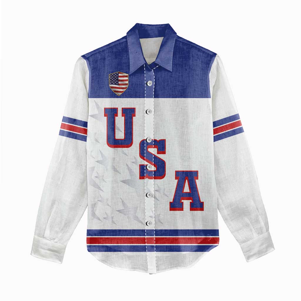 USA Ice Hockey Custom Women Casual Shirt Sporty Style
