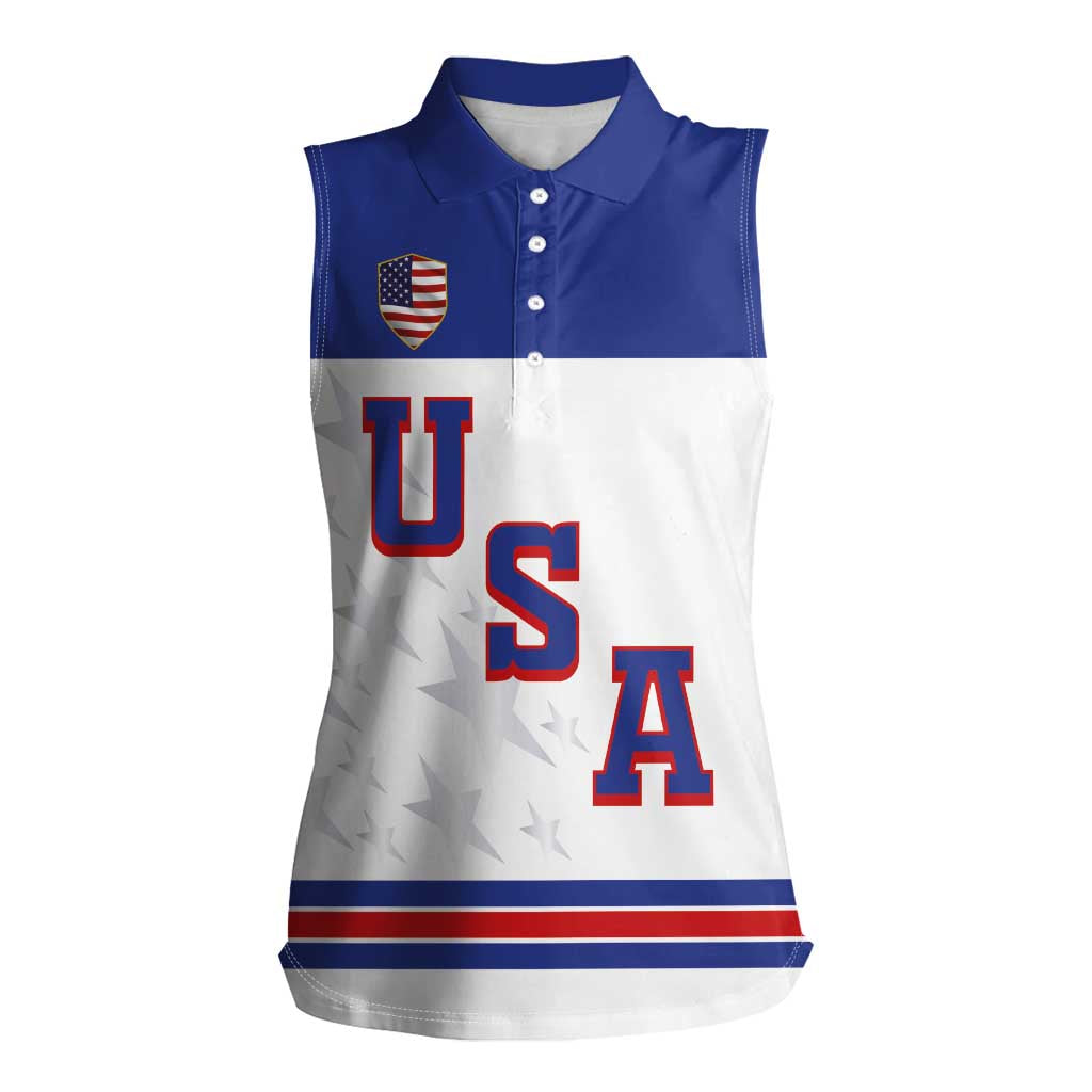 USA Ice Hockey Custom Women Sleeveless Polo Shirt Sporty Style