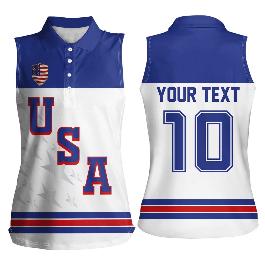 USA Ice Hockey Custom Women Sleeveless Polo Shirt Sporty Style