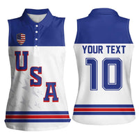 USA Ice Hockey Custom Women Sleeveless Polo Shirt Sporty Style