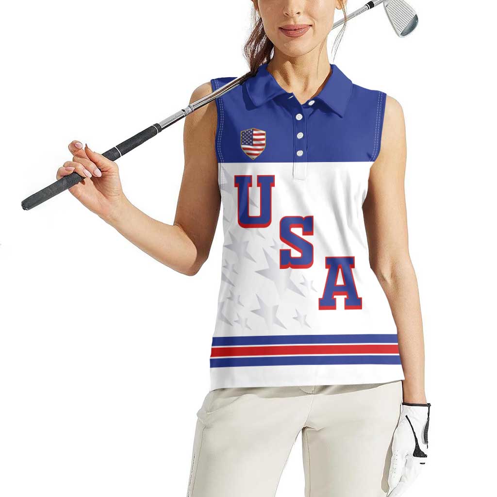 USA Ice Hockey Custom Women Sleeveless Polo Shirt Sporty Style