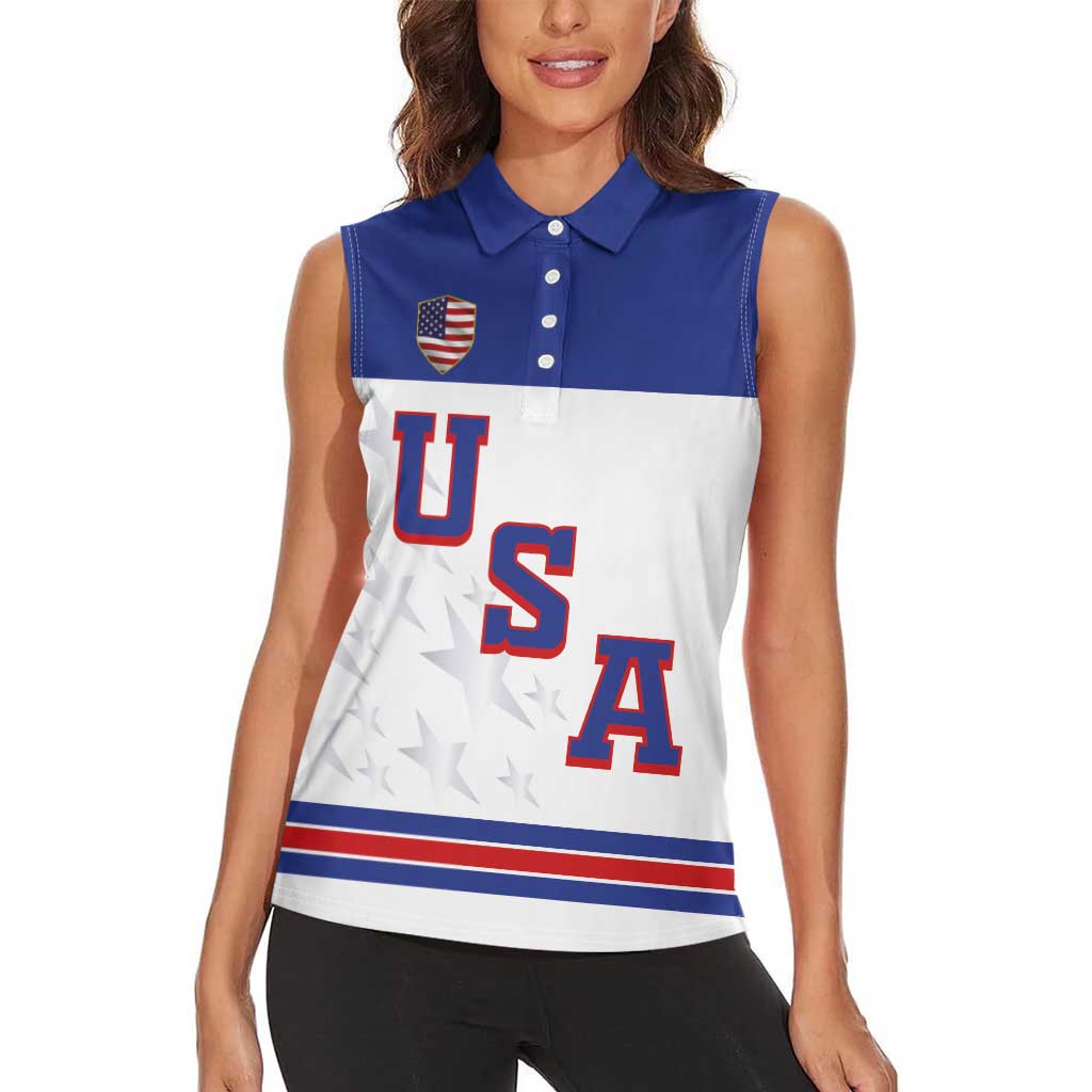 USA Ice Hockey Custom Women Sleeveless Polo Shirt Sporty Style