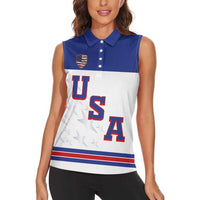 USA Ice Hockey Custom Women Sleeveless Polo Shirt Sporty Style