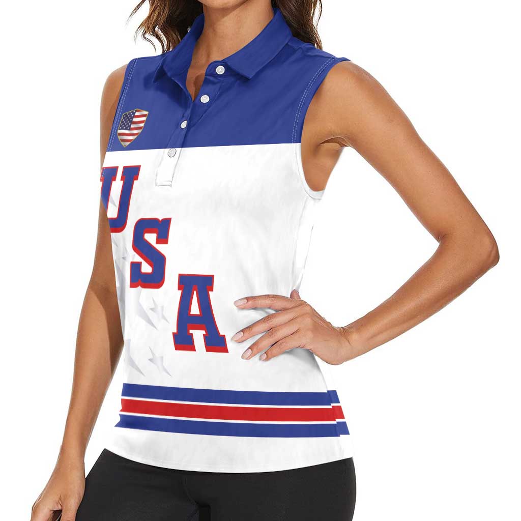 USA Ice Hockey Custom Women Sleeveless Polo Shirt Sporty Style