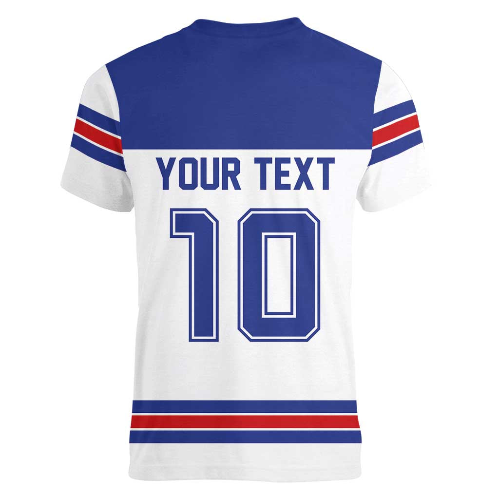 USA Ice Hockey Custom Women V-Neck T-Shirt Sporty Style