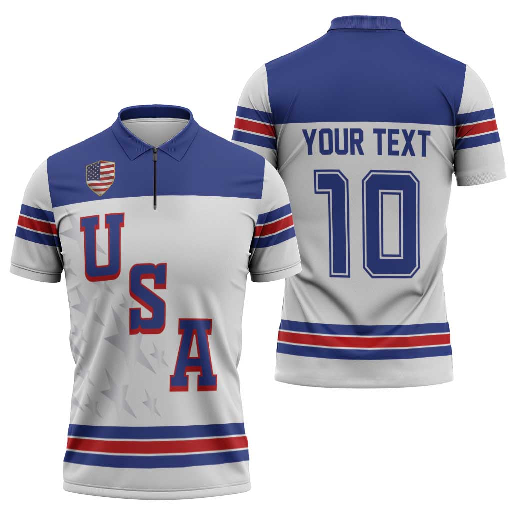 USA Ice Hockey Custom Zipper Polo Shirt Sporty Style