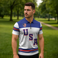 USA Ice Hockey Custom Zipper Polo Shirt Sporty Style