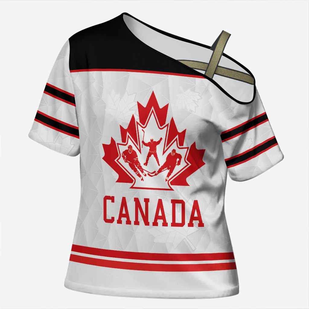 Canada Ice Hockey Custom Cross Shoulder Shirt Maple Leaves Sport