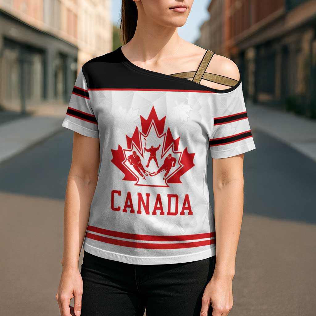 Canada Ice Hockey Custom Cross Shoulder Shirt Maple Leaves Sport