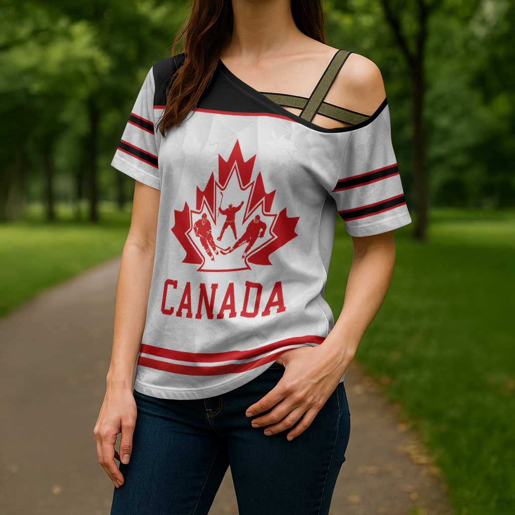 Canada Ice Hockey Custom Cross Shoulder Shirt Maple Leaves Sport