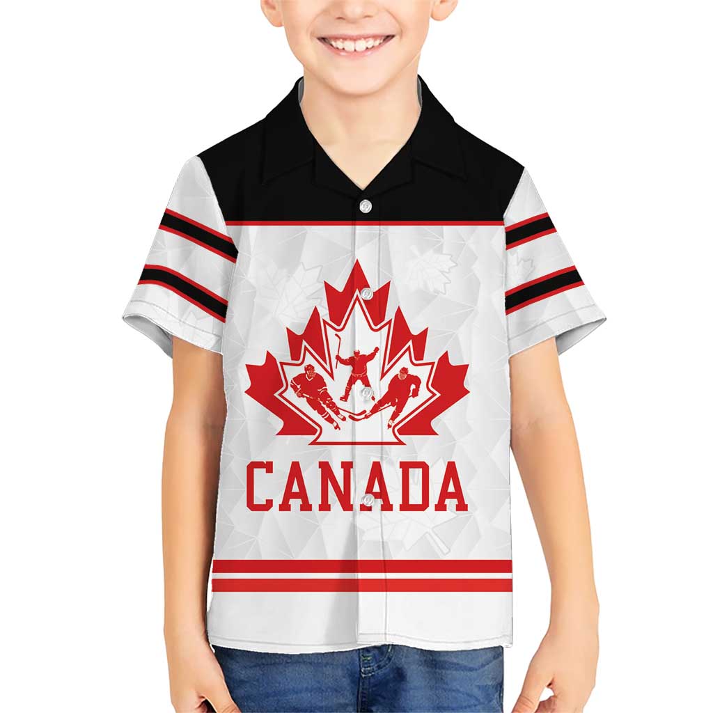 Canada Ice Hockey Custom Kid Hawaiian Shirt Maple Leaves Sport