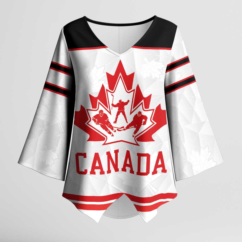 Canada Ice Hockey Custom Kimono Sleeve Blouse Maple Leaves Sport