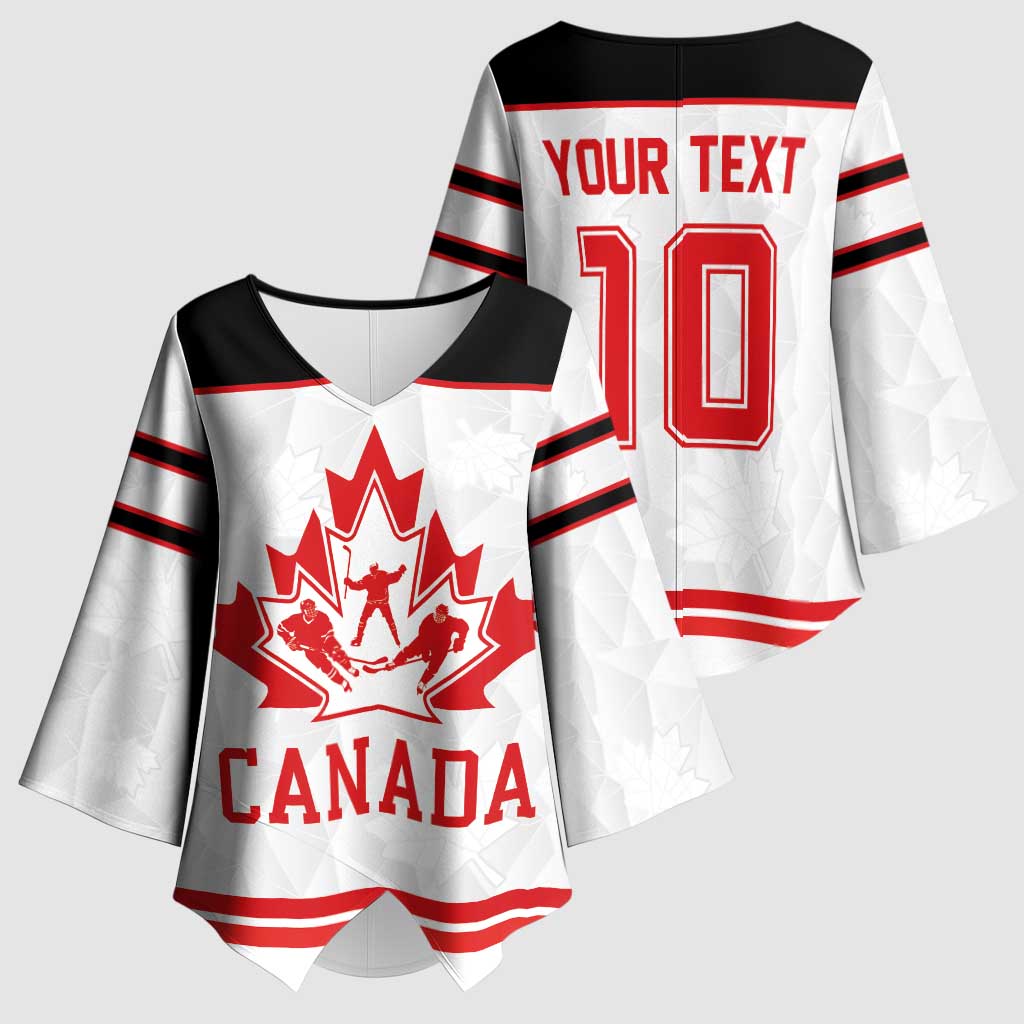 Canada Ice Hockey Custom Kimono Sleeve Blouse Maple Leaves Sport