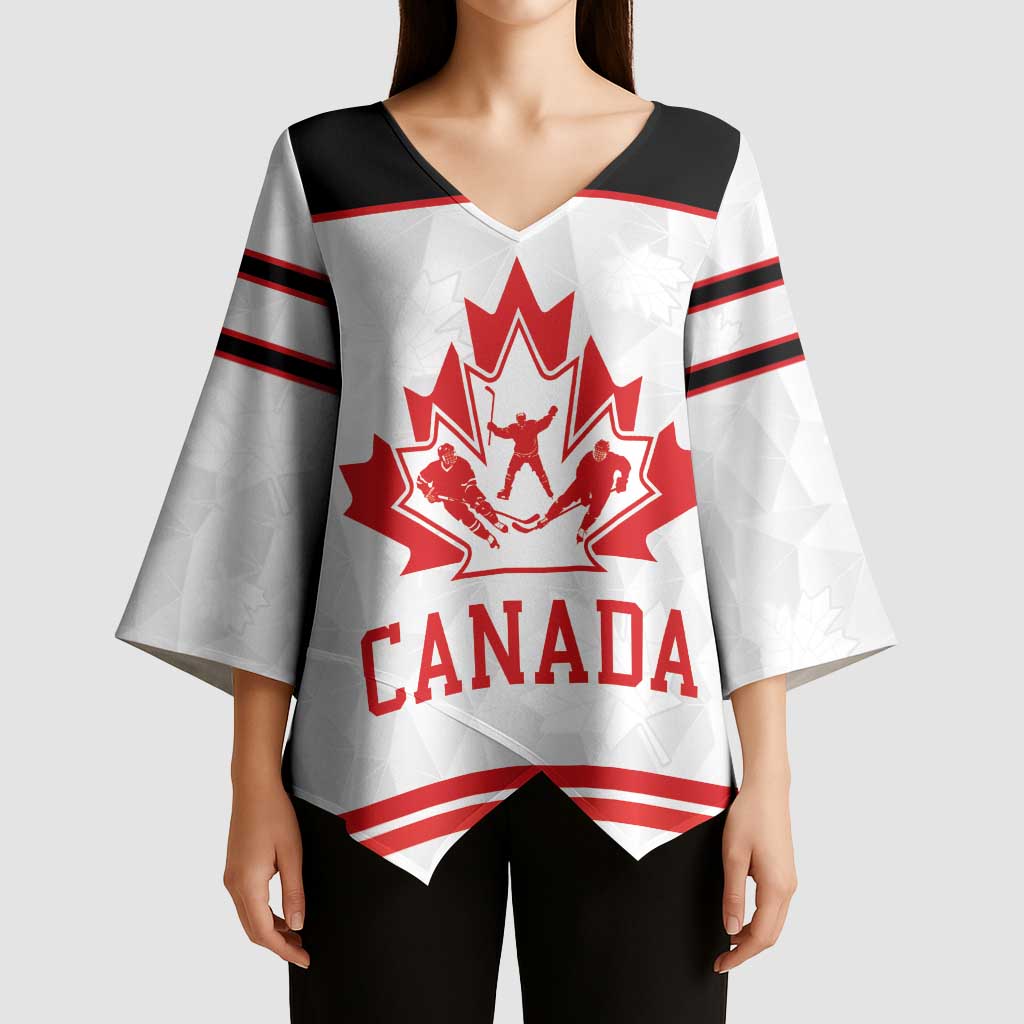 Canada Ice Hockey Custom Kimono Sleeve Blouse Maple Leaves Sport