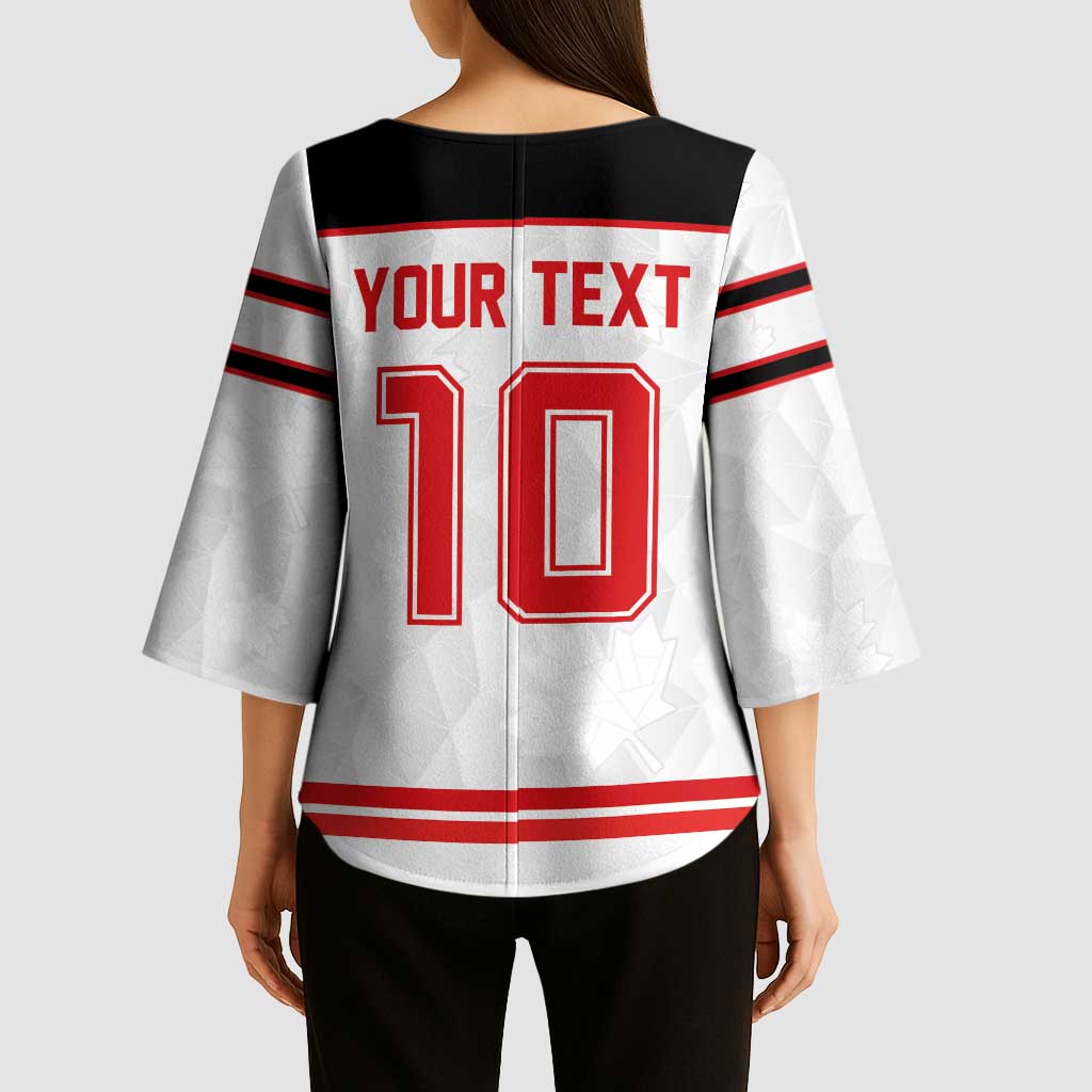 Canada Ice Hockey Custom Kimono Sleeve Blouse Maple Leaves Sport