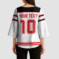 Canada Ice Hockey Custom Kimono Sleeve Blouse Maple Leaves Sport