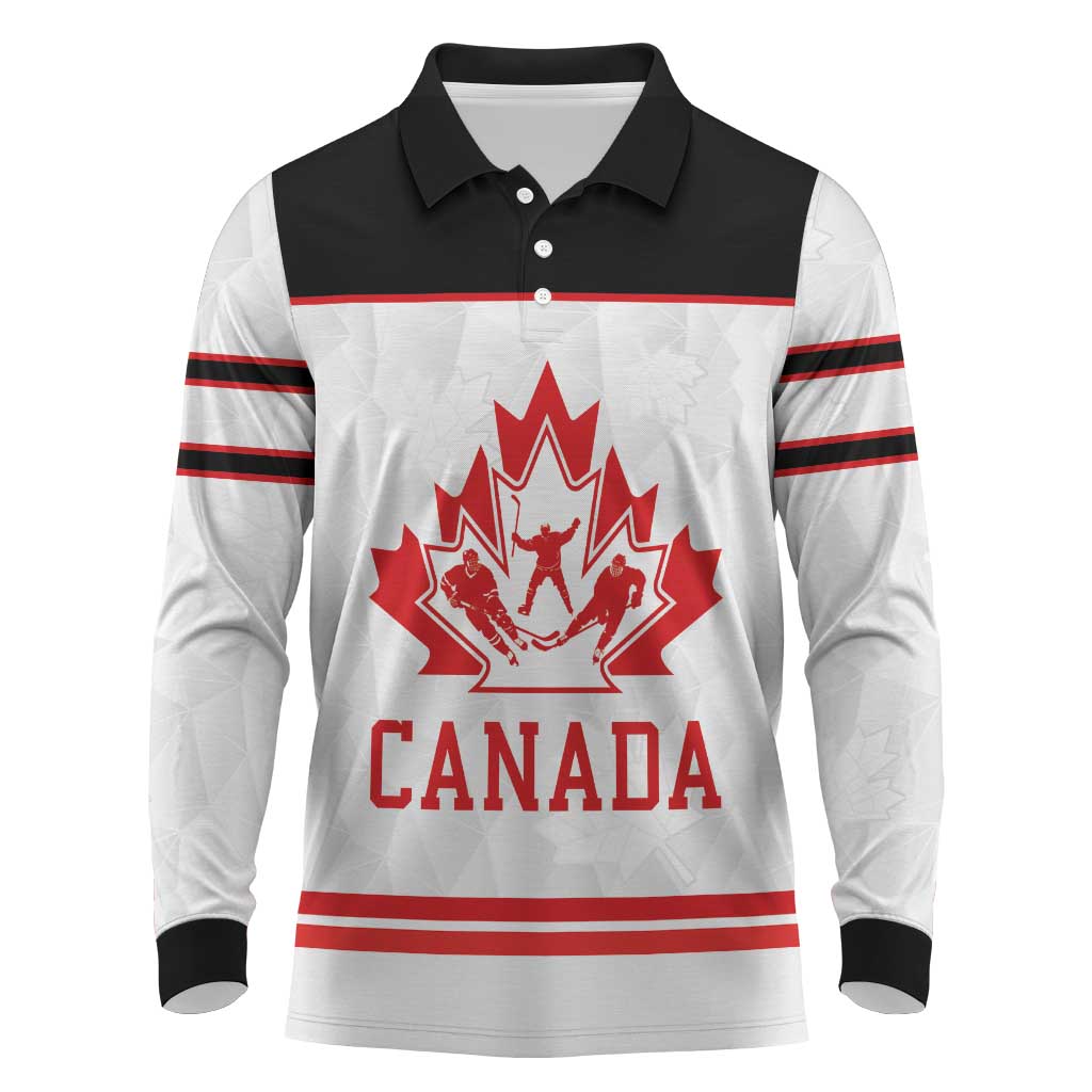Canada Ice Hockey Custom Long Sleeve Polo Shirt Maple Leaves Sport