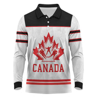 Canada Ice Hockey Custom Long Sleeve Polo Shirt Maple Leaves Sport