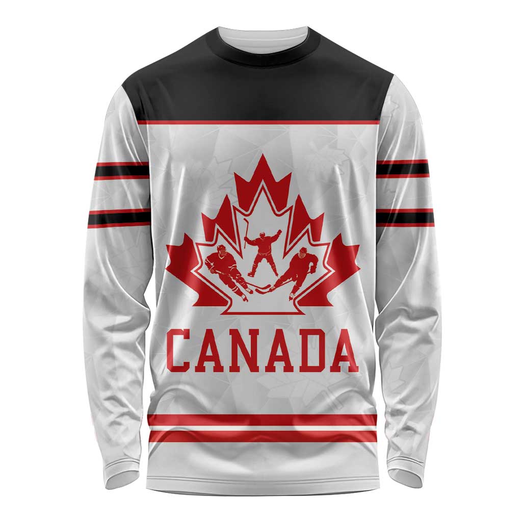 Canada Ice Hockey Custom Long Sleeve Shirt Maple Leaves Sport