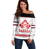 Canada Ice Hockey Custom Off Shoulder Sweater Maple Leaves Sport