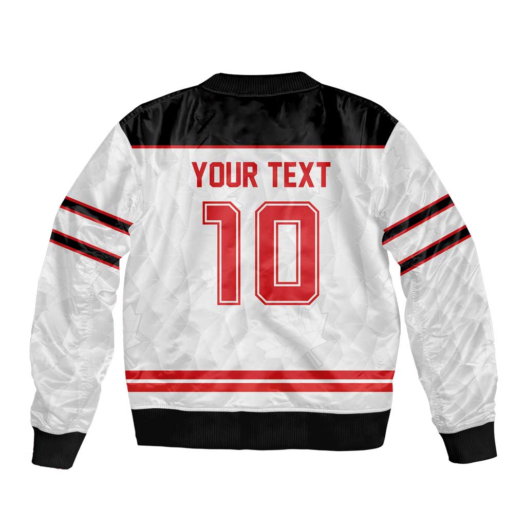 Canada Ice Hockey Custom Sleeve Zip Bomber Jacket Maple Leaves Sport