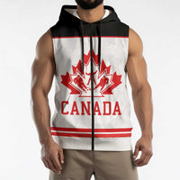 Canada Ice Hockey Custom Sleeveless Zip Hoodie Maple Leaves Sport