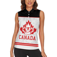 Canada Ice Hockey Custom Women Sleeveless Polo Shirt Maple Leaves Sport