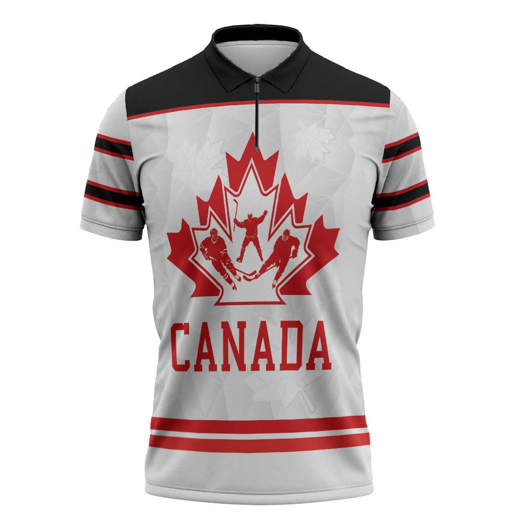 Canada Ice Hockey Custom Zipper Polo Shirt Maple Leaves Sport