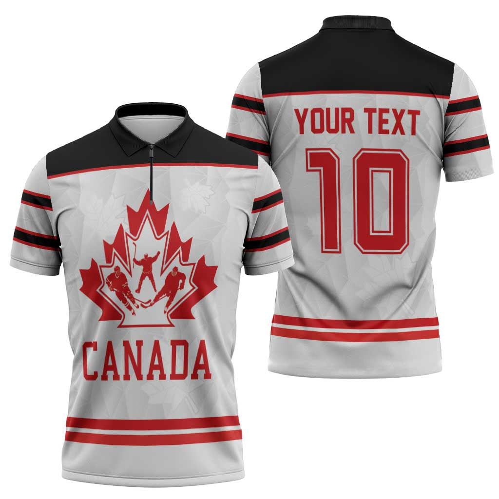 Canada Ice Hockey Custom Zipper Polo Shirt Maple Leaves Sport