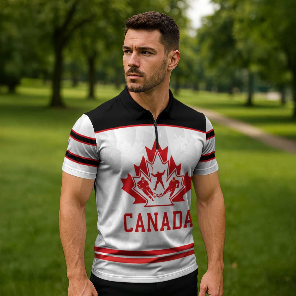 Canada Ice Hockey Custom Zipper Polo Shirt Maple Leaves Sport