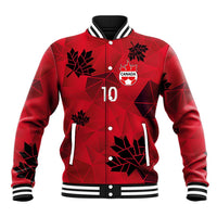 Custom Canada Football Baseball Jacket Maple Leaves Geometric Style